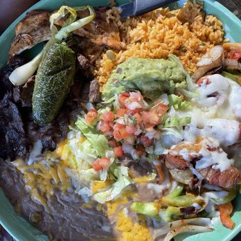 Hacienda Vieja - Cielo Mar Tierra with chicken, steak and grilled shrimp was a feast! - Mexican Near Me - Grimes, Iowa