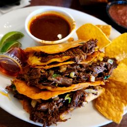 These quesabirria tacos do not disappoint! Served only on the weekends!