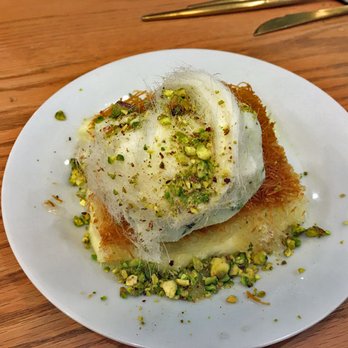 Nafisa Cuisine - Course cheese knafeh with pistachio ice cream - soooo good with a multitude of textures (crispy, soft, cold, warm, dense, cheesy) - Syrian Near Me - Mississauga, Ontario