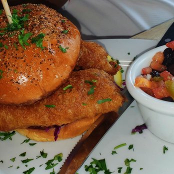 Lure Fish House - Crispy fish sandwich with delicious black beans - Seafood Near Me - Porter Ranch, California