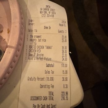 Sveta - Automatic gratuity and "operating fee" - Modern European Near Me - New York, New York Sveta - Automatic gratuity and "operating fee" - Modern European Near Me - New York, New York