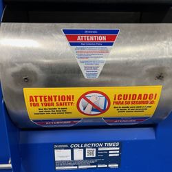 United States Post Office - DRUM with no handle, you have to ROLL THIS VERY HEAVY DRUM TO PUT A PACKAGE IN AND ROLL IT TO GET IT BACK TO SEE IF PACKAGE DROPPED