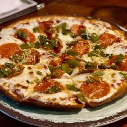 Little Toad Creek Brewery - Zia Pizza with green chile. Good, but I think the crust is pre-made.
