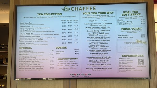 Menu photo 1 Chaffee Temple City, CA