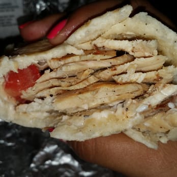 The Broilers - Notice my ONE tomato. Lots of meat. Little garlic sauce. - Mediterranean Near Me - Clovis, California