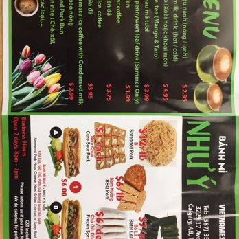 Banh Mi Nhu Y - Menu - Vietnamese Near Me - Calgary, Alberta