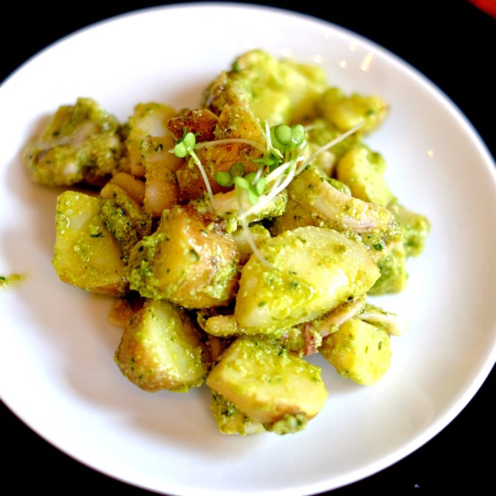 The Balcon - grilled squid and Jersey Royal potato salad, parsley and lemon pesto - French Near Me - London, XGL