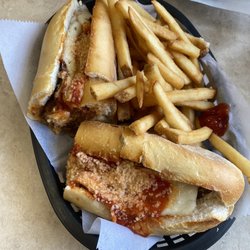 Anthonys PIzza Jr - Eggplant Parmesan sub and fries