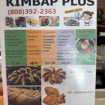 Kimbap Plus - Menu - Korean Near Me - Honolulu, Hawaii
