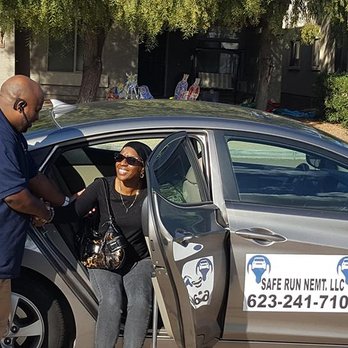 Safe Run Non-Emergency Medical Transportation - Mr. Jackson assisting a client. - Medical Transportation Near Me - Phoenix, Arizona Safe Run Non-Emergency Medical Transportation - Mr. Jackson assisting a client. - Medical Transportation Near Me - Phoenix, Arizona