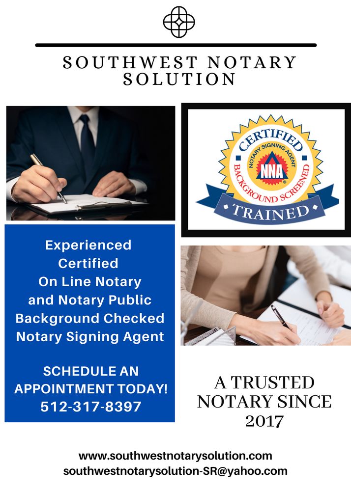 SOUTHWEST NOTARY SOLUTION Kyle, Texas Notaries Phone Number Yelp