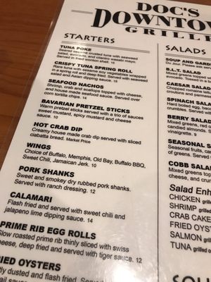 Menu photo 8 Doc's Downtown Grille Easton, MD