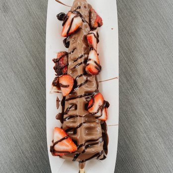 Bonjour - Create Your Own Waffle Sticks / dipped in milk chocolate / strawberries/ fudge - Creperies Near Me - Baton Rouge, Louisiana