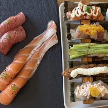 moment sushi - Chefs choice hand rolls with a side of tuna and salmon belly - Japanese Near Me - San Diego, California moment sushi - Chefs choice hand rolls with a side of tuna and salmon belly - Japanese Near Me - San Diego, California