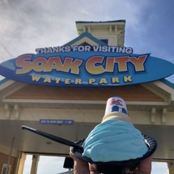 Planet Snoopy Ice Cream at Kings Island - Blue Ice Cream at Kings Island Soak City and at Kings Island Planet Snoopy is amazing! Blueberry flavored soft serve ice cream is so tasty!