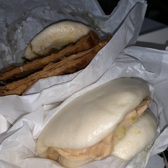 Spring Cafe - Ginger Vegan Chicken Bao Bun and Braised Tofu Skin Bao Bun - Vegan Near Me - New York, New York Spring Cafe - Ginger Vegan Chicken Bao Bun and Braised Tofu Skin Bao Bun - Vegan Near Me - New York, New York
