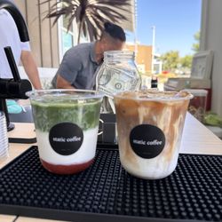 Static Coffee - Strawberry Matcha and Injeolmi Latte