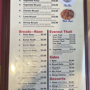 Everest Cuisine - Menu - Indian Near Me - Placentia, California