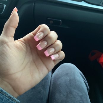 logan nails spa - Pink french tip acrylics - Nail Salons Near Me - San Diego, California