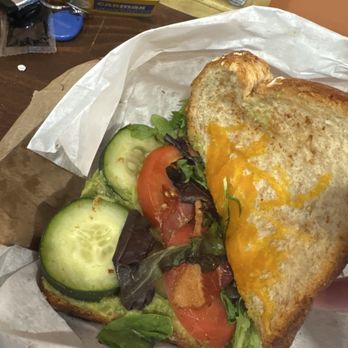 Mean Mug Coffeehouse- Southside - I paid extra for egg and cheddar cheese and there was no egg and this is the cheese - Cafes Near Me - Chattanooga, Tennessee