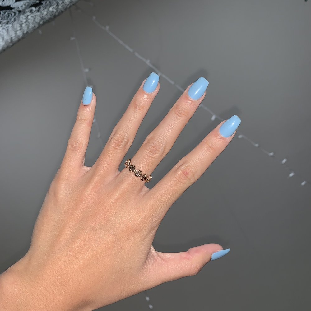 Baby Blue Light Pink Coffin Nails With Glitter Your Reference For All Things Nails