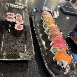 Tuna roll and rainbow roll Tuna roll and rainbow roll