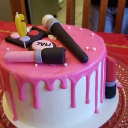 Half 6" fondant make-up with buttercream and strawberry fruit cake