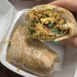 Grill Express - Chicken breakfast burrito add bacon, $8