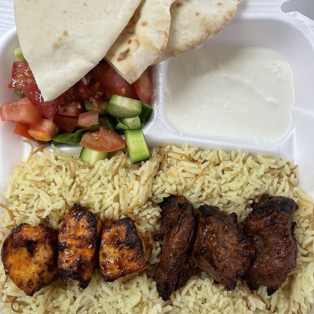 Chicken and beef combo plate