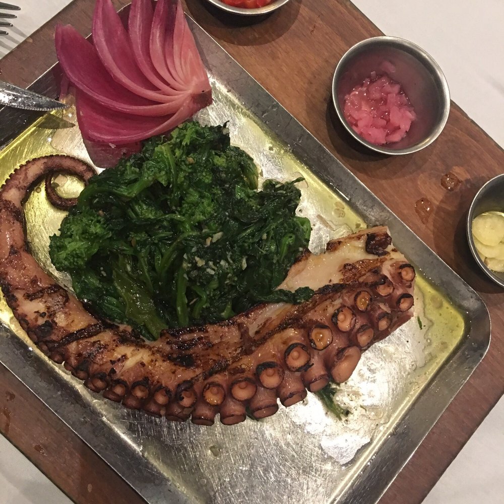 Churrasqueira Martins - Grilled Octopus served with Rapini. Perfection! - Portuguese Near Me - Toronto, Ontario