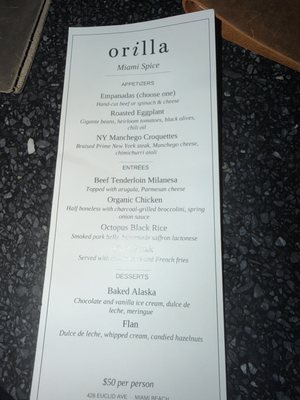 Menu photo 2 Orilla Bar & Grill Miami Beach, FL