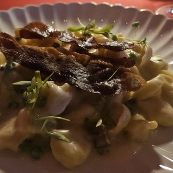 The Red Room - Pasta with cheese sauce, peas, and prosciutto - Speakeasies Near Me - Costa Mesa, California