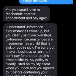 Text that she sends to customers