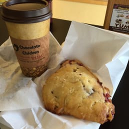 White chocolate raspberry latte was great! Cherry scone from Pink bakery was just okay (too cakey/undercooked for a scone) $8.50