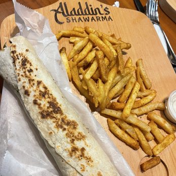 Aladdin’s Shawarma - Falafel sandwich, cooked pita - Mediterranean Near Me - Greensboro, North Carolina