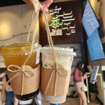 Chicha San Chen - High mountain orange pouchang with bubbles and taro milk tea with the green tea base - Bubble Tea Near Me - Carrollton, Texas