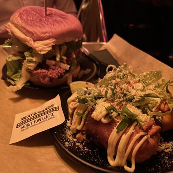 Abe's Pagoda Bar - Hot Dipped Fried Chicken Sandwich  &  Elote Eggrolls  (If I had to choose only one, I'd go with the chicken sandwich) - Tiki Bars Near Me - Brooklyn, New York