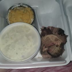 Maurice's BBQ Piggie Park - Brisket plate with 2 sides (also came with 2 hushpuppies and a little dinner roll)