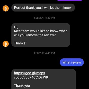 Rice Mediterranean Kitchen - Them demanding I remove my review. They even sent me the link ! - Mediterranean Near Me - Miami, Florida