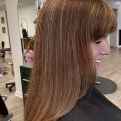 My auburn hair with highlights done by Liz!