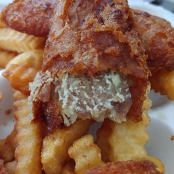 Country Boy Drive In - Inside of the fried fish.. super old and nasty white stuff inside