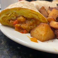 Bagelmania - Egg, cheese, salsa wrap with potatoes