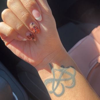 Gold Star Nails - Halloween French pumpkin nails - Nail Salons Near Me - Lake Forest, California