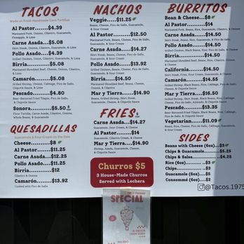 Tacos 1975 - Menu - Mexican Near Me - Oceanside, California