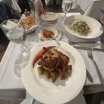 Toscana 49 - Pollo alla Diavola and Paglia e Fieno con Panna, Prosciutto e Pisseli - Italian Near Me - New York, New York Toscana 49 - Pollo alla Diavola and Paglia e Fieno con Panna, Prosciutto e Pisseli - Italian Near Me - New York, New York