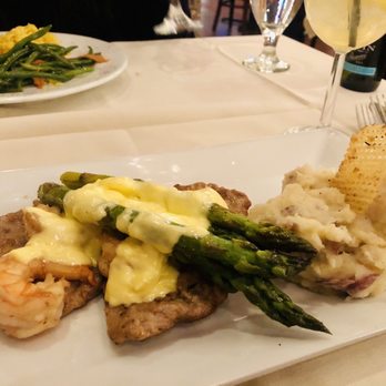 Flair Restaurant & Bar - Veal, shrimp, asparagus with mashed potatoes in Hollandase sauce. ( GF) version - New American Near Me - Southington, Connecticut Flair Restaurant & Bar - Veal, shrimp, asparagus with mashed potatoes in Hollandase sauce. ( GF) version - New American Near Me - Southington, Connecticut