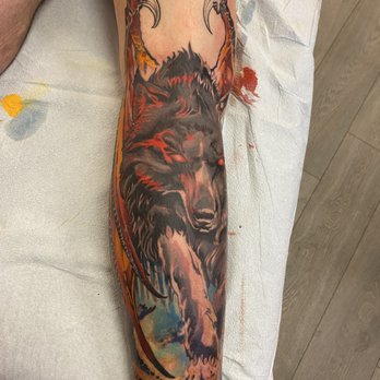 Bright Side Tattoo - Wolf full color - Tattoo Near Me - Concord, California Bright Side Tattoo - Wolf full color - Tattoo Near Me - Concord, California