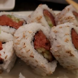 Spicy tuna roll. The pieces are huge!