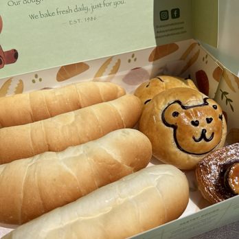 Okayama Kobo Bakery & Cafe - Salt & butter roll, Banana Danish, Chocolate Emoji - Bakeries Near Me - Anaheim, California Okayama Kobo Bakery & Cafe - Salt & butter roll, Banana Danish, Chocolate Emoji - Bakeries Near Me - Anaheim, California