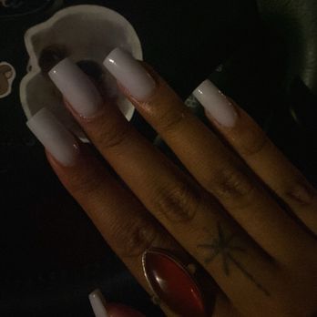 All Star Nails - Milky white acrylic sharp slightly tapered square nails - Nail Salons Near Me - Ventura, California
